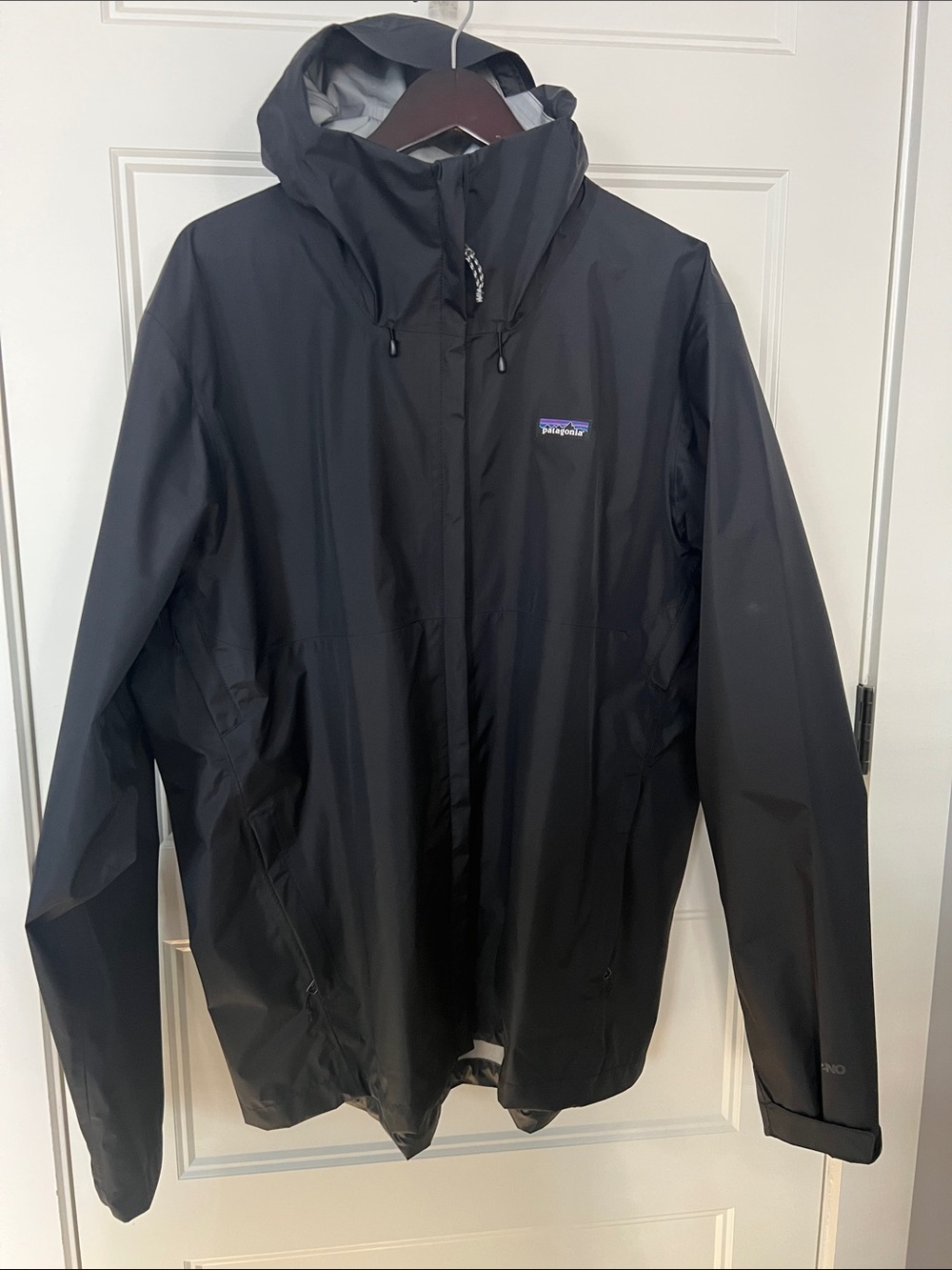 Patagonia Men’s Black Hooded Waterproof Rain Jacket